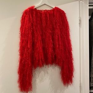 Red Fringe Sweater